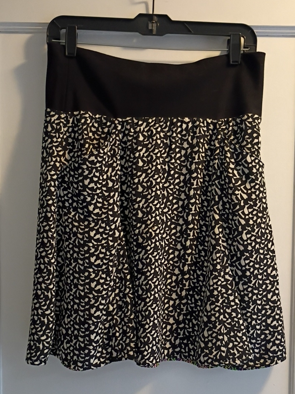 CAbi reversible Black and White Printed Circle Skirt with Solid Waistband